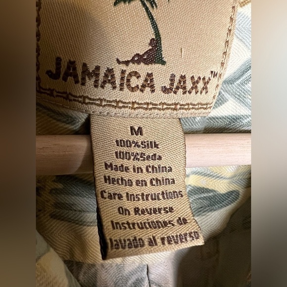 Jamaica Jaxx Mens Short Sleeve Silk Button Down Shirt Hawaiian Vacation Size M - Picture 4 of 8